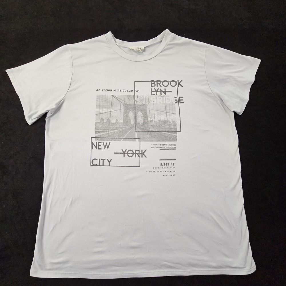 Brooklyn Bridge New York City Gray Short Sleeve T-Shirt Men's XL
